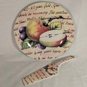 Bella Cucina 2 Set Vintage Serving Plate and Server Apples Grapes Pour Le Rouet